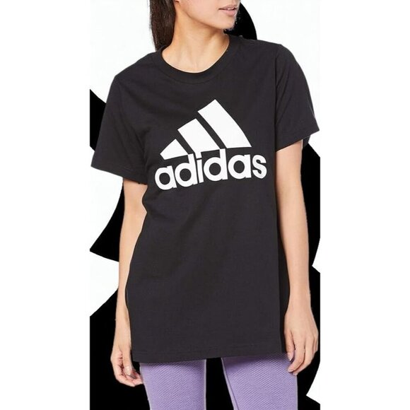 Adidas Badge of Sports Short Sleeve Black Tee Cotton Round Neck NEW Small - Picture 8 of 9